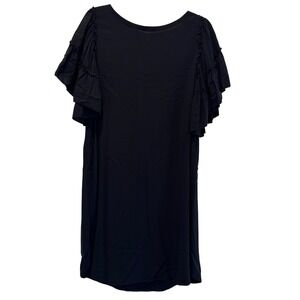 LOFT Black Short Sleeve Ruffle‎ Dress Lightweight Casual Party Elegant Women's L